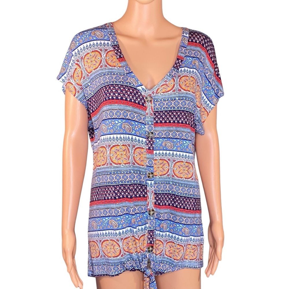 Alison Andrews Blouse Boho Revival Festival Crocheted Detail Casual SZ XL
